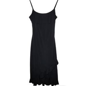 Y2K Black Empire Waist Thin Strap Dress M Ruffle Grunge Witchy WhimsiGoth Dark